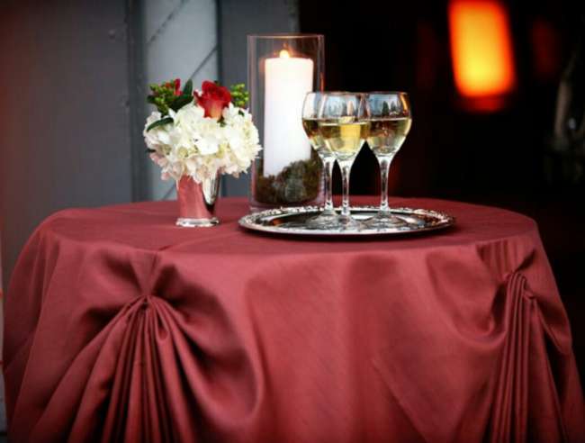 Champagne Table WIth Candle & Florals