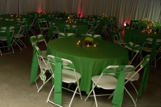 Green Linens on Reception Tables