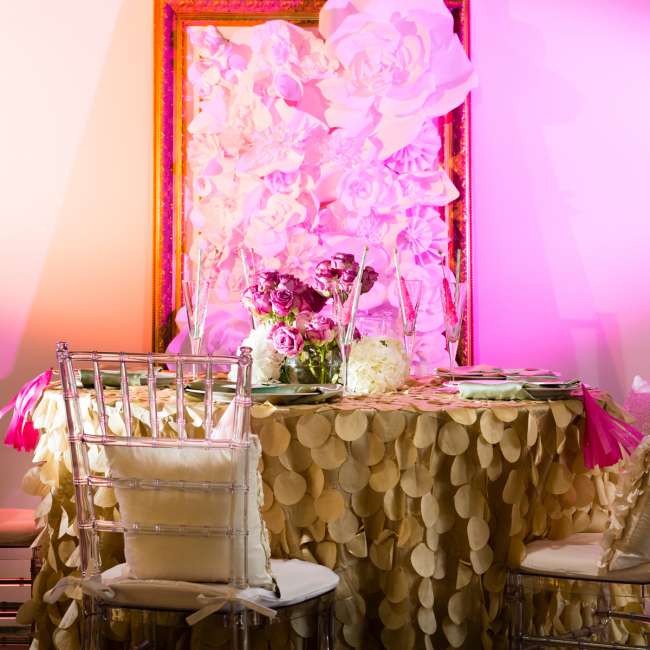 Whimsical Pink & Gold Reception Table
