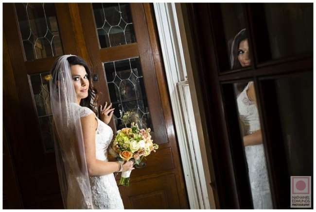 Bride Looks Over Her Shoulder