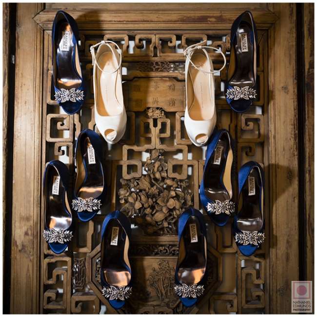 Bride's & Bridesmaids' Shoes on Antique Door