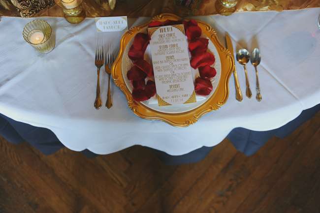 Red & Gold Table Setting & Menu