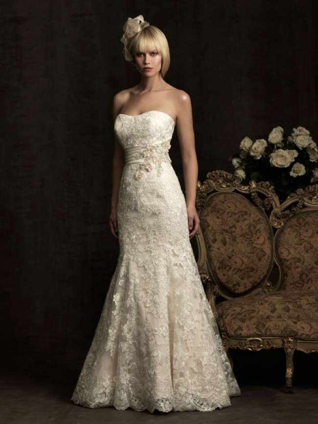Allure Strapless Lace Gown