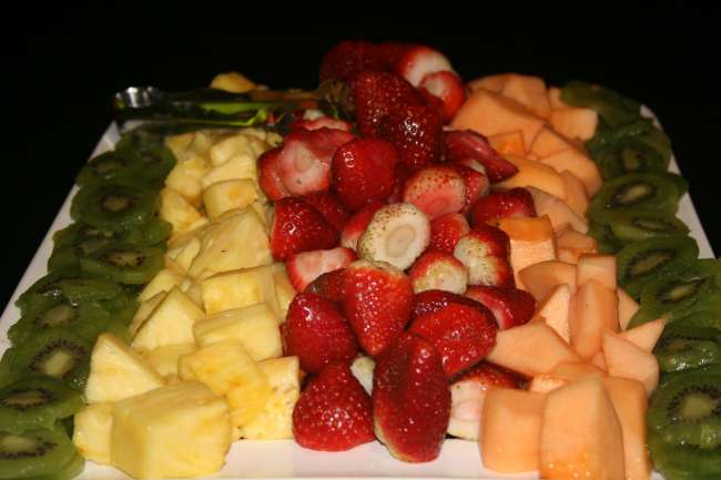 Fruit tray displayed at a wedding reception