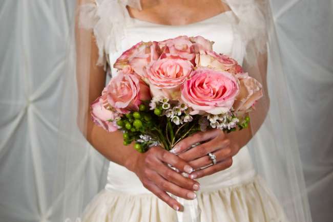 Bride Carrying Pink Bouquet