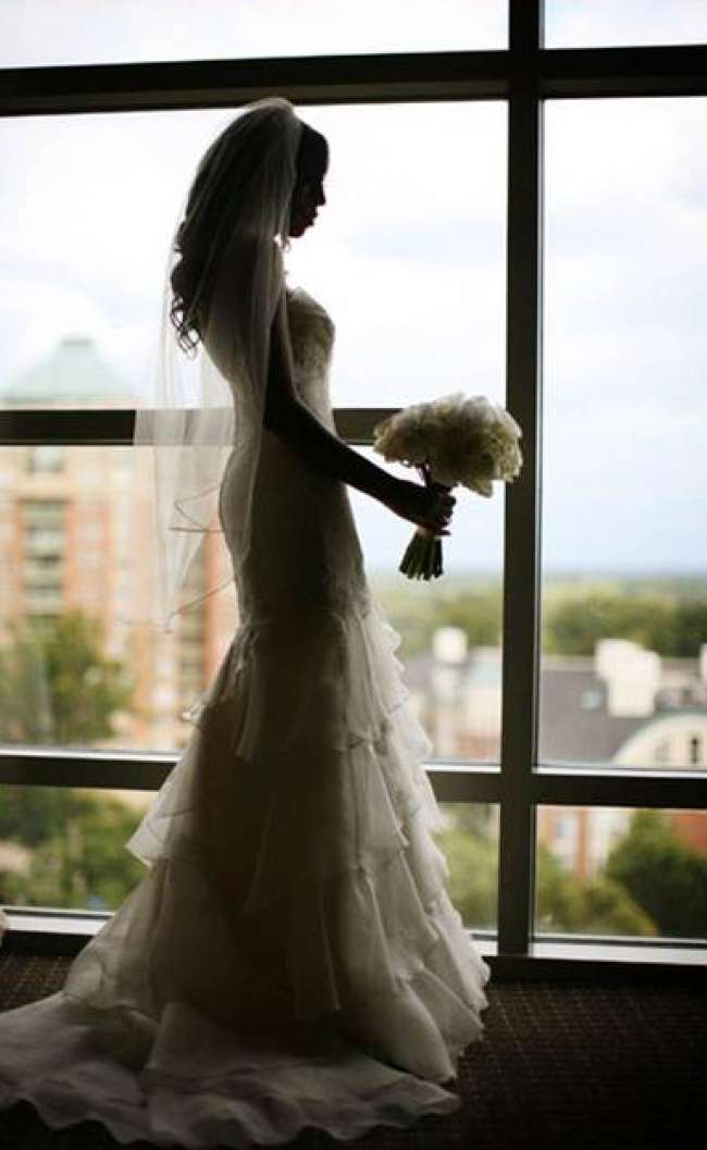 Silhouette of elegant bride