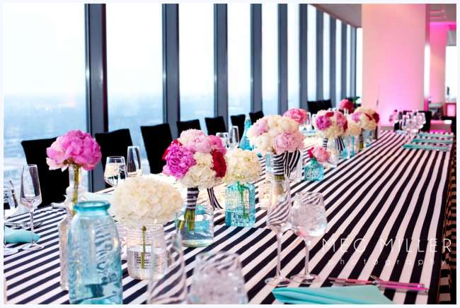 Striped table design for reception