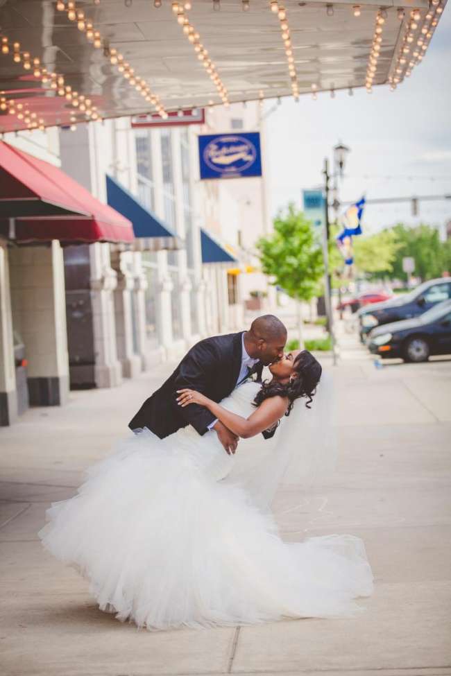 Bride & Groom Kiss in Downtown South Bend