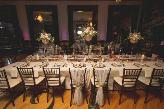 Lavish King's Table With Crystal Floral Arrangements