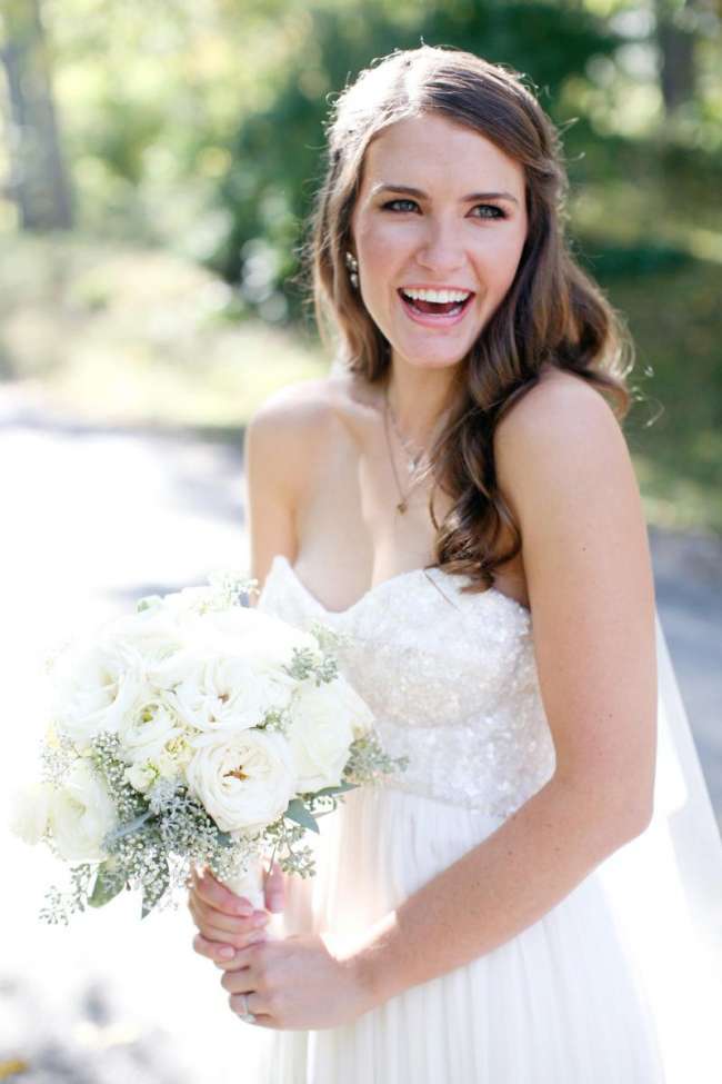 Bride with Delicate White Bouquet