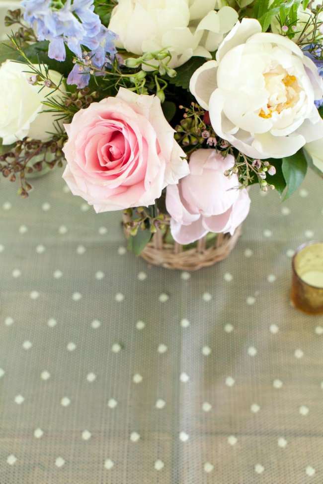 Delicate Spring Centerpiece on Polka Dots