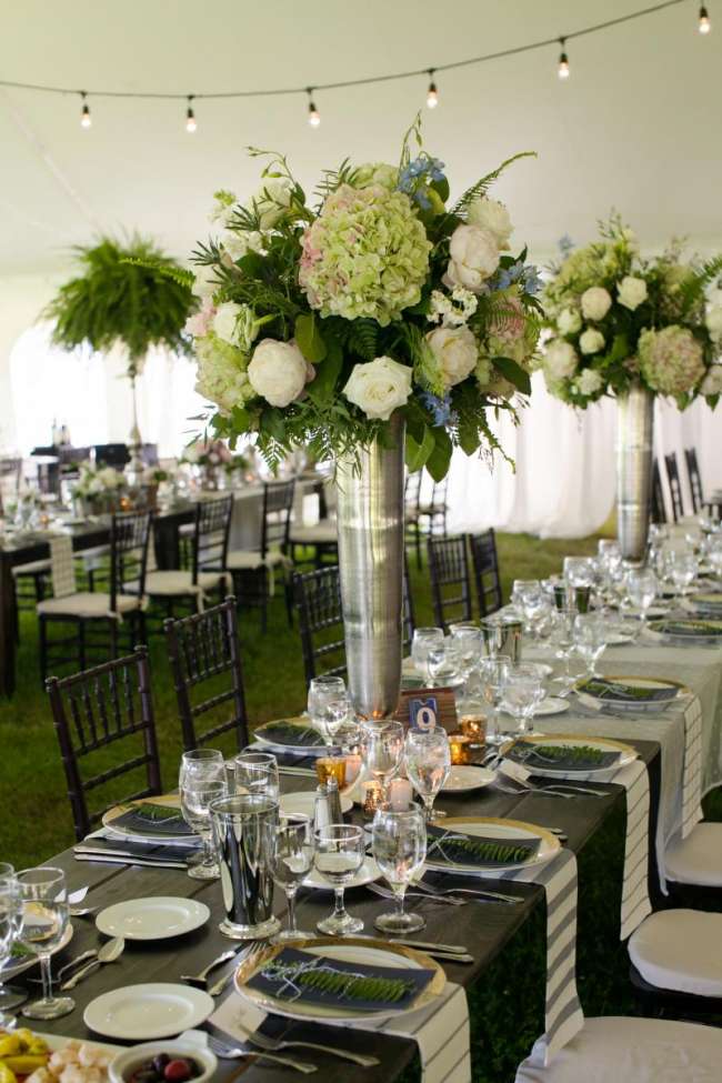 Tall Florals at Outdoor Reception