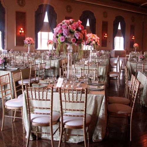 Palais Royale ballroom reception square tables for 8